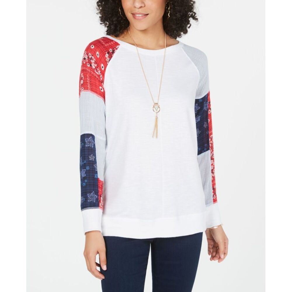 Style & Co Patchwork Sleeve Top